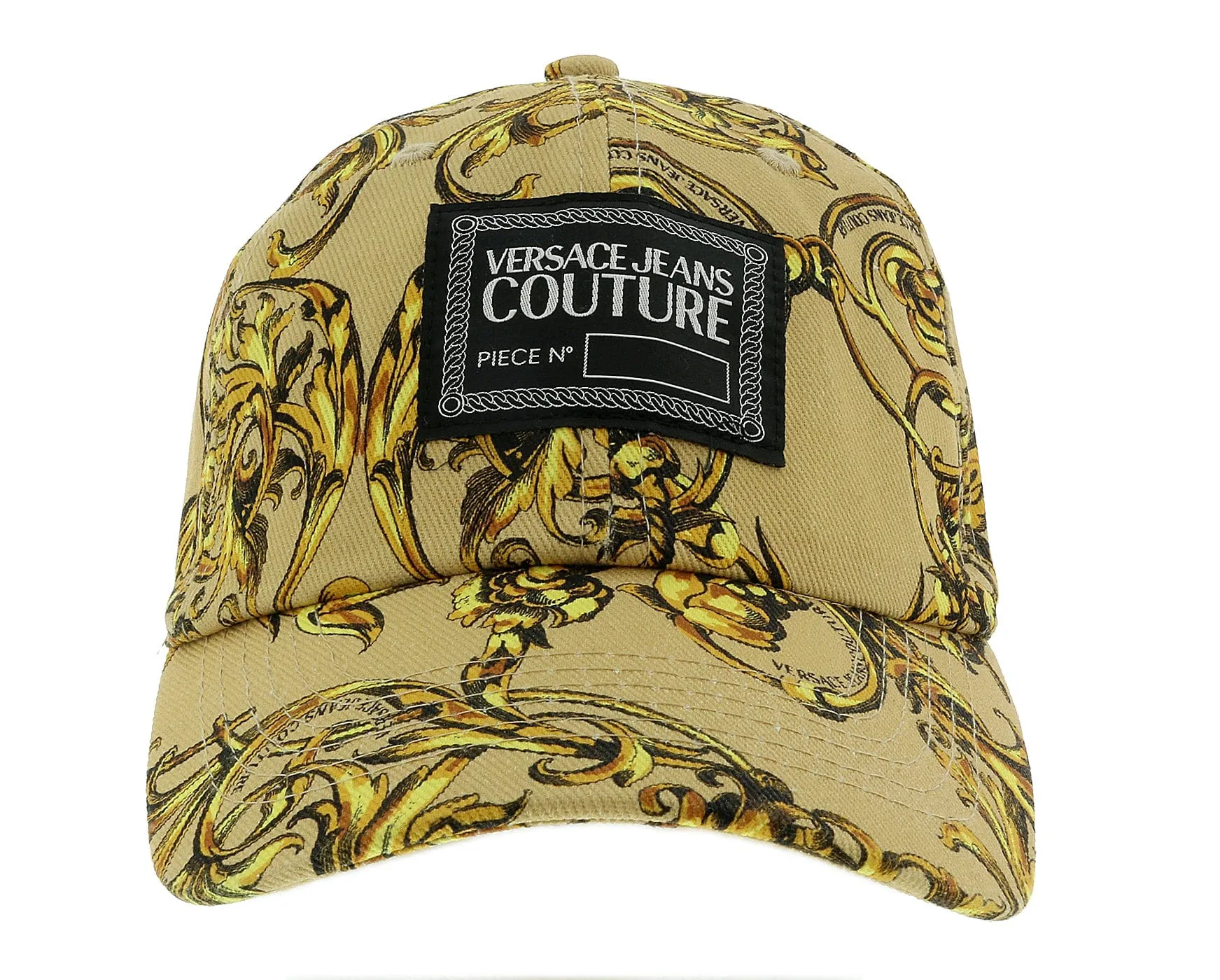 Versace Jeans Couture Beige Gold Baroque Print Baseball Cap-One Size