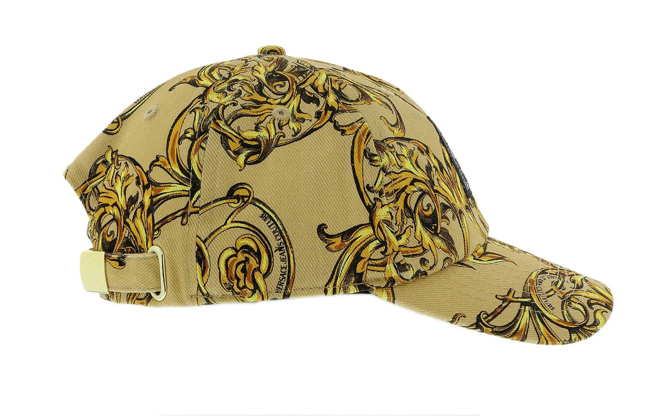 Versace Jeans Couture Beige Gold Baroque Print Baseball Cap-One Size