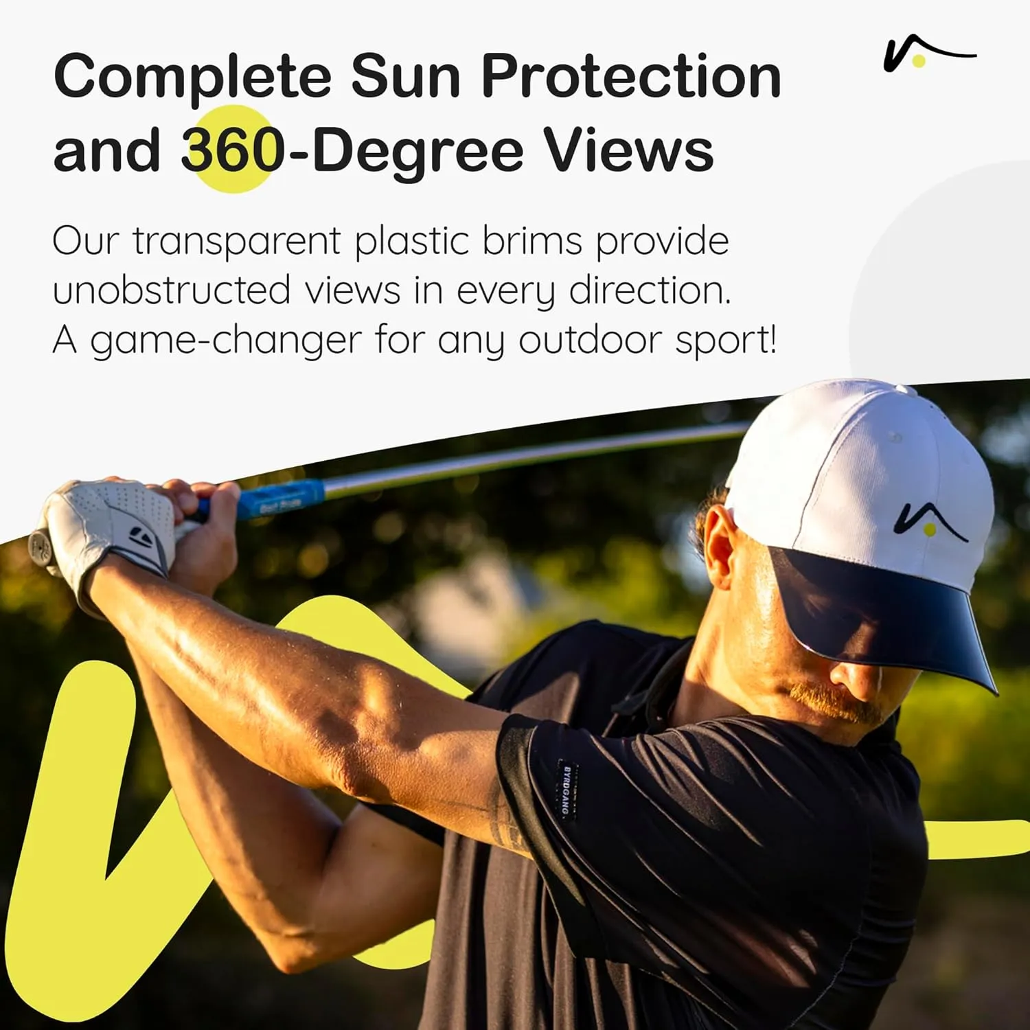 VISTO Unstructured Sports Hat with See-Through Brim – No-Glare UV Protection – 100% Chino Cotton – Adjustable Velcro Strap