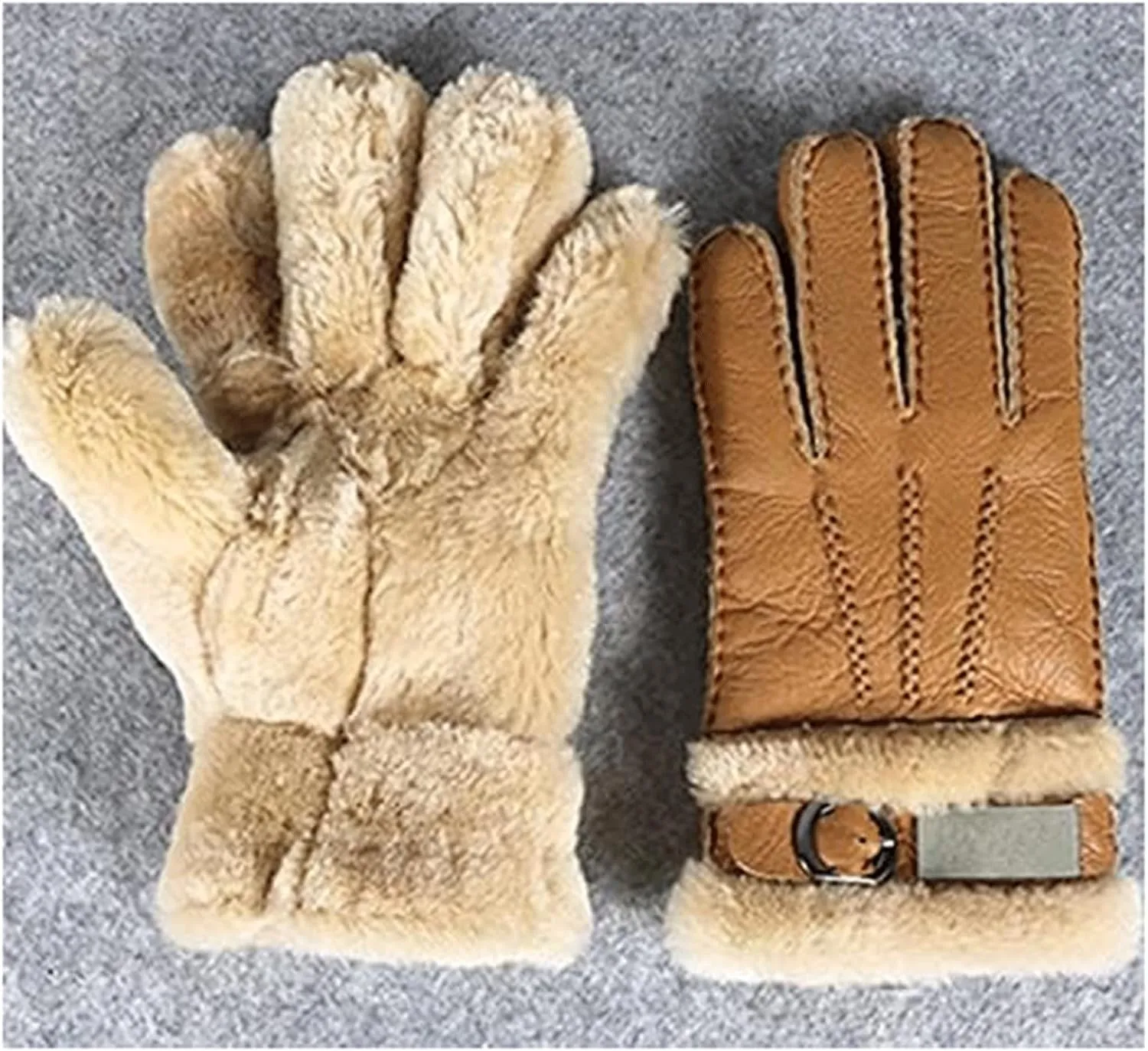 Warm Gloves Warm Gloves Warm Thermal Wool Fleece Snow Mittens Leather Windproof Cycling Gloves Comfortable Lightweight