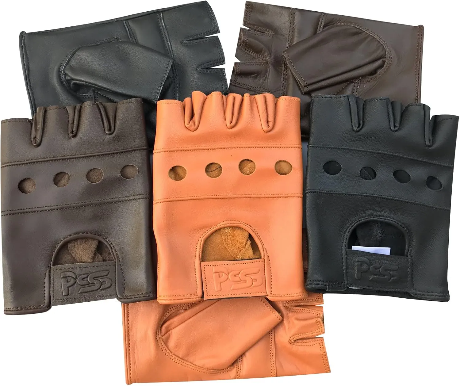 Wheelchair Finger Less Biker Punk Goth Driving Cycling Gloves Real Leather Gym (Black, XL) 501