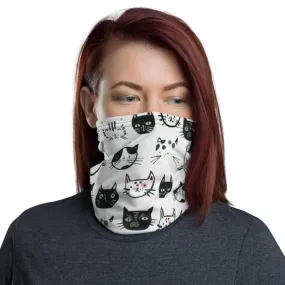 White cute kitten cats neck gaiters face mask covers, Neck Gaiter scarf, Balaclava Beanie scarves, Hairband Hood, gift for her, girls women