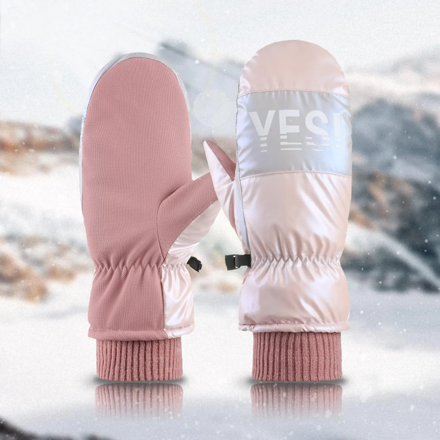 Windproof Winter Gloves Men Touchscreen Snow Ski Gloves Women Touchscreen Cold Weather Gloves (Pink, One Size)