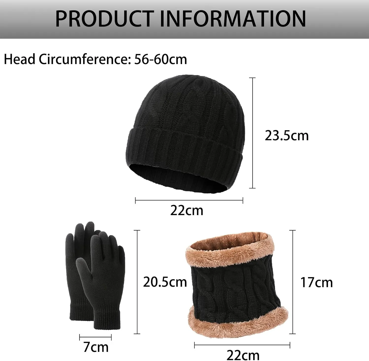 Winter Beanie Hat Scarf Gloves Set for Woman Men,Warm Knit Winter Hats Touch Screen Gloves Neck Scarf Set Winter Gifts