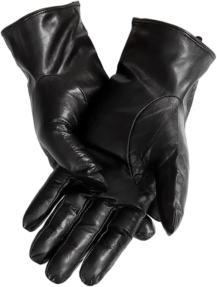 Winter Men's Leather Gloves Knitted Lining Warm Soft Men's Arm Cover Leather Finger Gloves