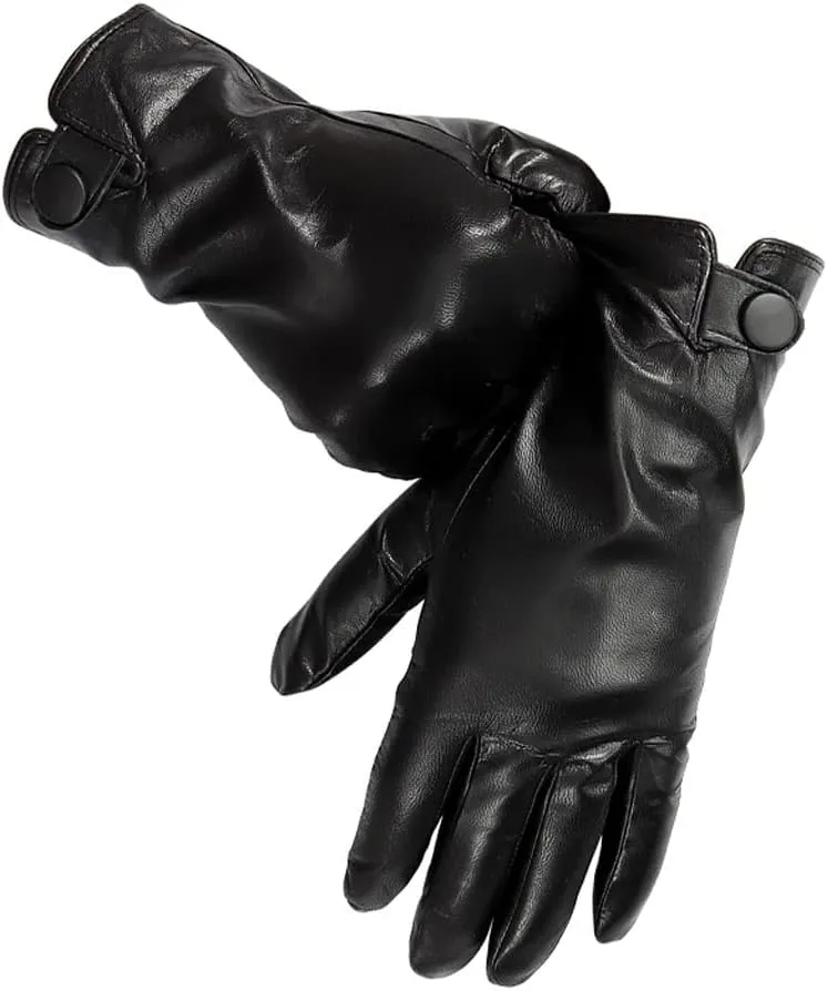 Winter Men's Leather Gloves Knitted Lining Warm Soft Men's Arm Cover Leather Finger Gloves