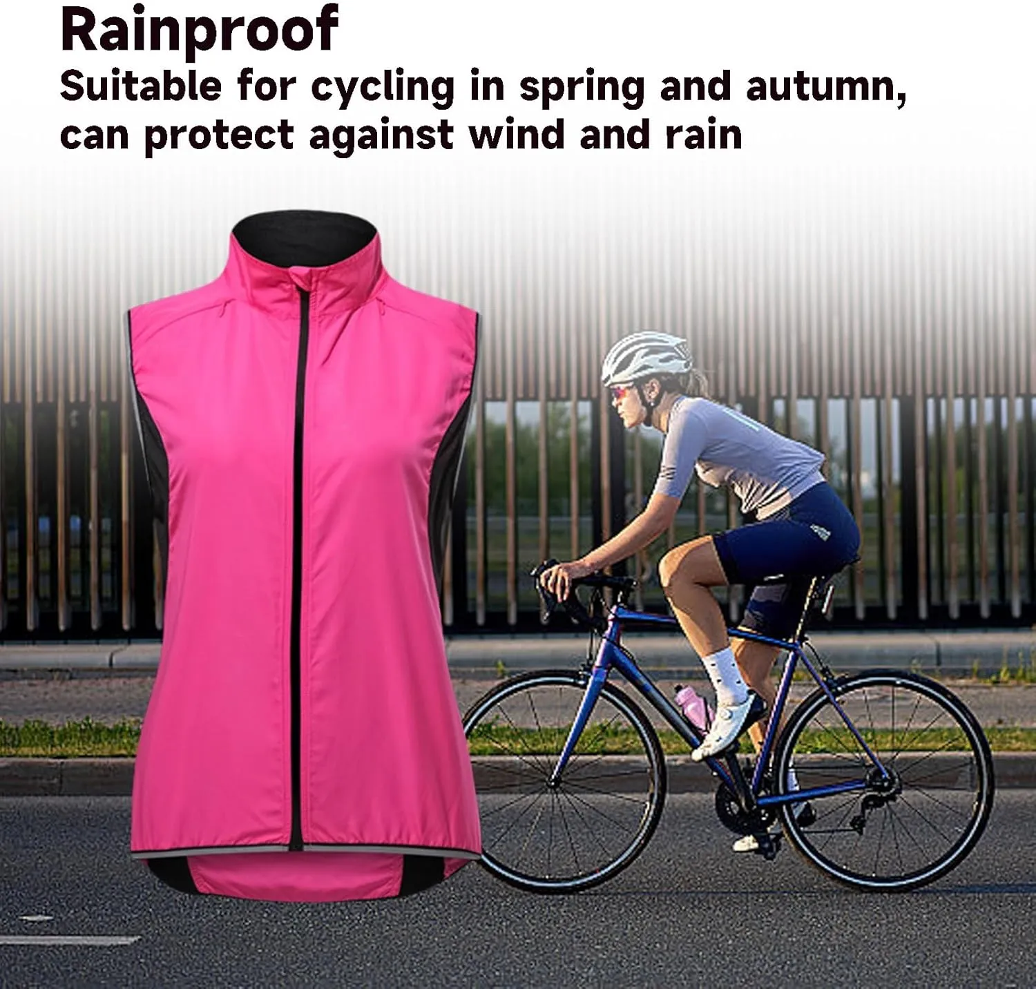 Women's Cycling Vest Packable, Lightweight Breathable Cycling Vest,Pack Of Sun Protection Gloves
