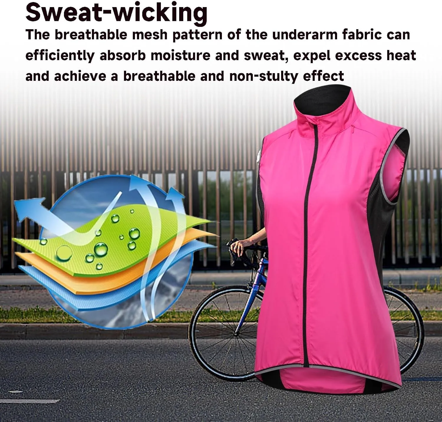 Women's Cycling Vest Packable, Lightweight Breathable Cycling Vest,Pack Of Sun Protection Gloves