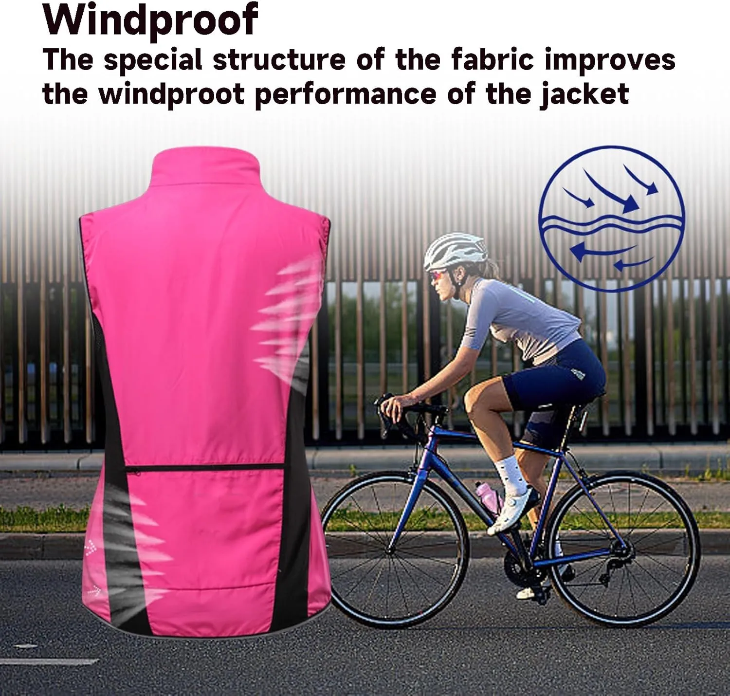 Women's Cycling Vest Packable, Lightweight Breathable Cycling Vest,Pack Of Sun Protection Gloves