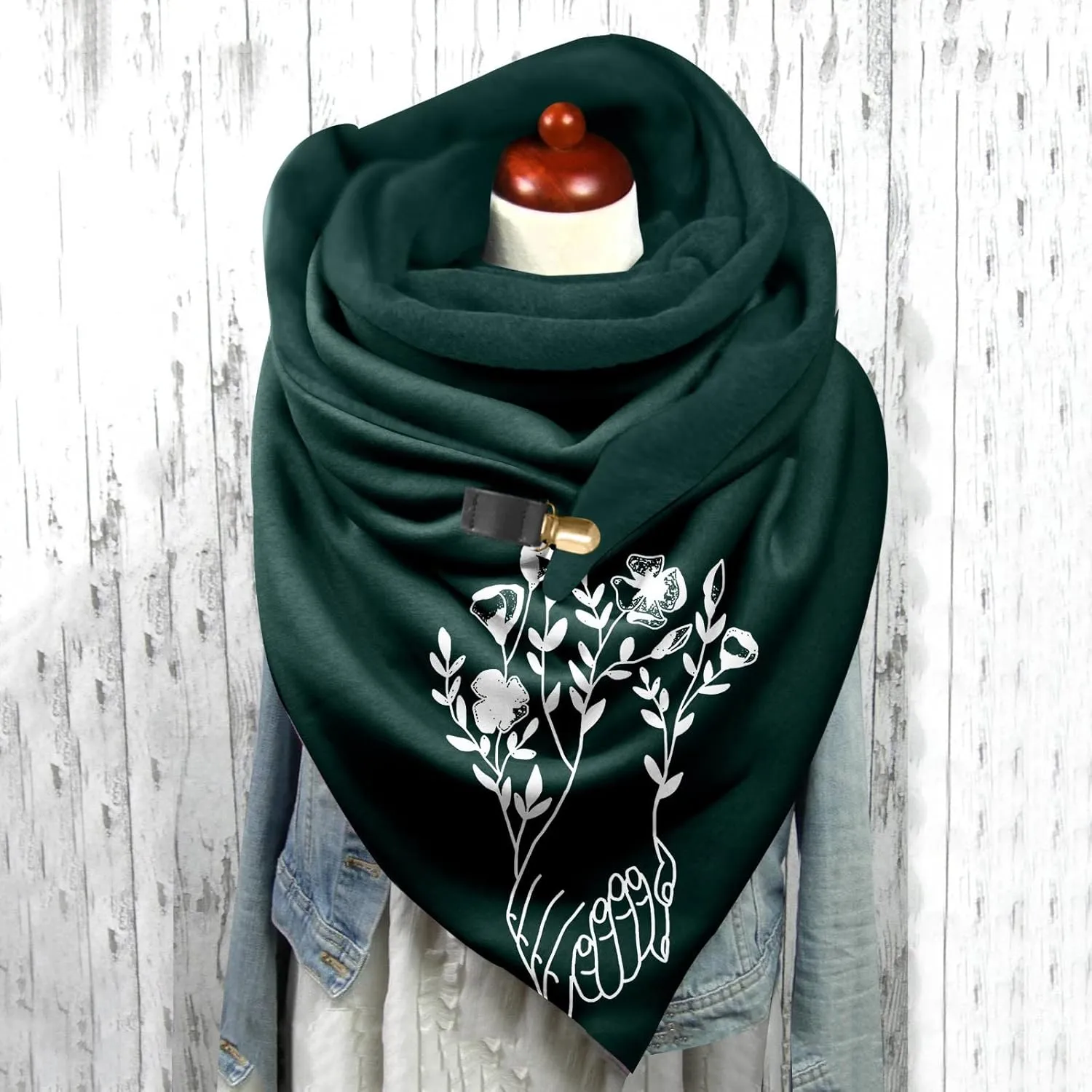 Women's Oversized Scarf Fashion Christmas Button Winter Warm Soft Shawls Scarves Classic Pashmina Shawls and Wraps
