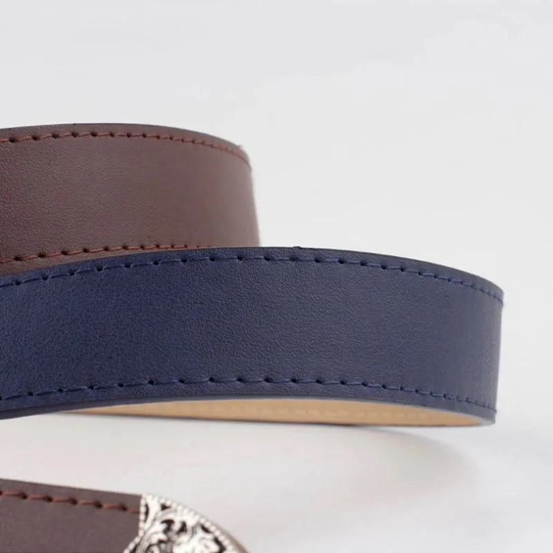 Women's Retro Carved Flower Pin Buckle Waist Belts