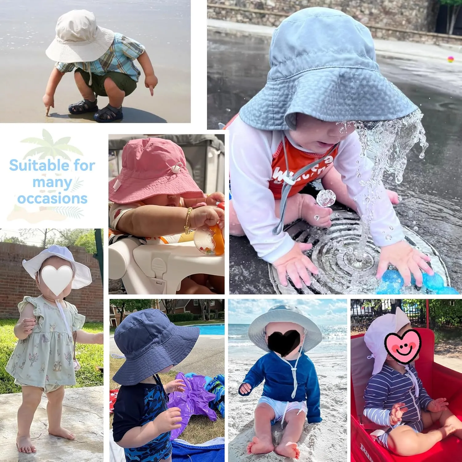 Zando Baby Girls Sun Hat Infant Summer Hat UPF 50  Sun Protection Cap Wide Brim Bucket Hats for Baby Girls Boys